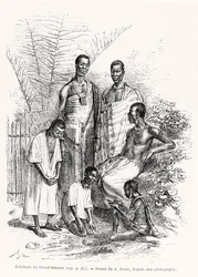 Obyvatelé Grand-Bassamu, ilustrace z Le Tour du Monde, 1868