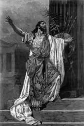 Portrét komika Jeana Sullyho Mounet dit Mouney-Sully (Mounet Sully) (1841-1916) v roli Oidipa pro kus „Oidipus roi““ v Comedie Francaise