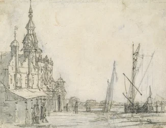 Pohled na Groothoofdspoort od severovýchodu, Dordrecht, 1618 (křída na papíře)