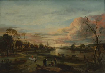 Krajina při západu slunce, 1650s.
