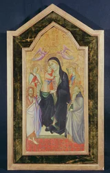 Madonna a dítě na trůnu (tempera na pozlaceném přízemním panelu)