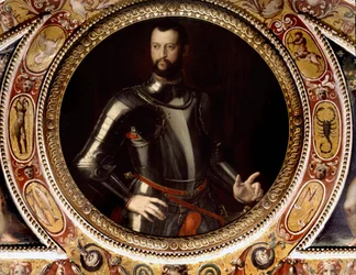 Portrét Jeana de Medici dit Jean des Bandes Noires (Giovanni Dalle Bande Nere) (1498-1526) od Bronzina (1503-1572) - Obraz zachovaný v Palazzo Vecchio, Florencie