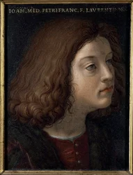 Portrét Jana Medicejského dit il Popolano (1467-1498) (Portrét Giovanni de Medici il Popolano) Malba Bronzina (Agnolo di Cosimo) (1503-1572) 1551 Rozměr 15x12 cm Florence Palazzo Medici Riccardi
