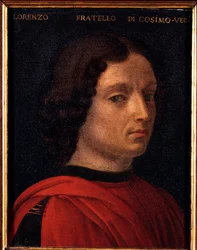 Portrét Lorenza de Medici (1394-1440) Malba Allori Angelo di Cosimo dit Bronzino (1503-1572) 16. století Slunce 15x12 cm Palác Medici-Riccardi (Medici Riccardi) Florencie