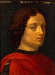 Portrét Lorenza de Medici staršího, od Agnola Bronzina, kolem 1565-1569, olej na cínu