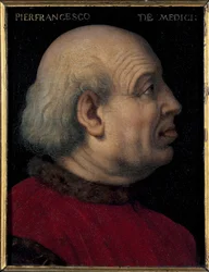 Portrét Pierfrancesco di Lorenzo de Medicis staršího (1430-1476) Obraz Bronzino (Agnolo di Cosimo) (1503-1572) Rozměry 15x12 cm