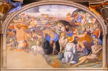 Přechod přes Rudé moře, Agnolo Bronzino (1503-1572) 1540-1545 (freska)