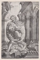 Hercules škrtící nemejského lva z roku 1528.