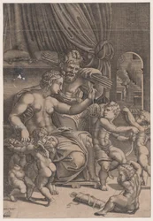 Venuše a Vulkán obklopený Amory z roku 1530.