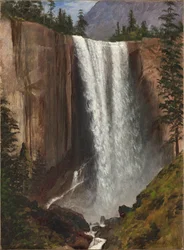Vernal Falls, 1863 (olej na papíře, připevněno na plátně)