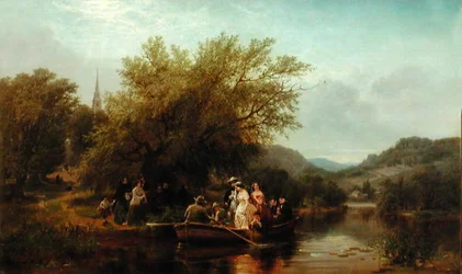 Den života aneb Třikrát přes řeku: Poledne, Svatební párty, kolem roku 1865 (olej na plátně)