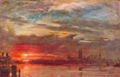 Západ slunce ve Westminsteru, 1900