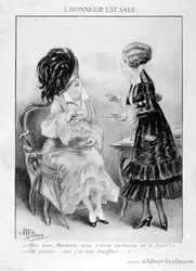 Karikatura o dvou buržoazních Francouzkách, první světová válka, 1915