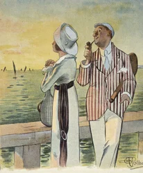 Flirt za soumraku - kresba Alberta Guillauma (1873-1942), v „“Le Rire“, srpen 1912