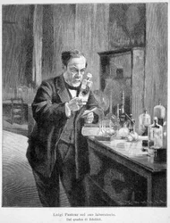 Louis Pasteur ve své laboratoři podle obrazu edelfelt