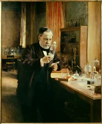 Portrét Louise Pasteura v jeho laboratoři