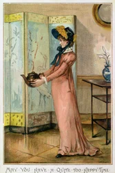 May You Have A Docela Too Happy Time, Viktoriánské vánoční přání, vydané nakladatelstvím Hildesheimer und Faulkner, Londýn, kolem roku 1880