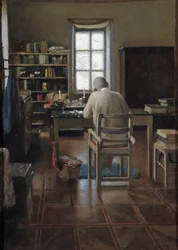 Sir Richard Burton ve své studii, 1889