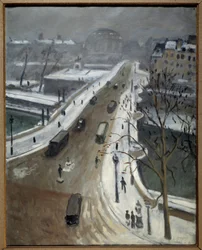 Most Neuf v Paříži pod sněhem 1938 (olej na plátně)