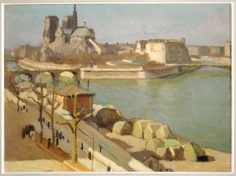 Seina a apsida Notre-Dame - Paříž, katedrála Notre Dame, ostrov Ile de la Cite, řeka Seina