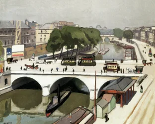 Pont Saint Michel v Paříži. Obraz Alberta Marqueta (1875-1947)