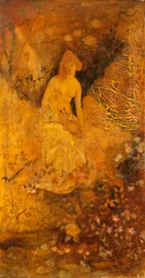 Panel pro plátno: Žena s jelenem, ca. 1876.