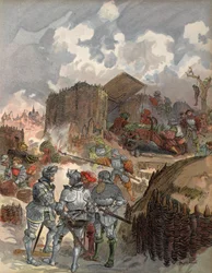 Bayard v obležení Mezieres, ilustrace z 