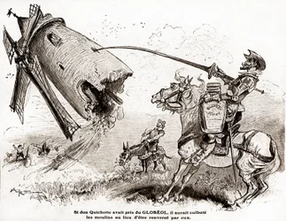 Don Quijote pro reklamu na posilující přípravek Globeol, kolem roku 1916