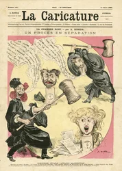 Ilustrace Alberta Robidy (1848-1926) pro obálku La Caricature (1880)