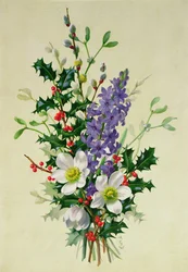 Spray of Dogrose, Holly, Jmelí a Larkspur (1)