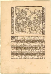 Císařův syn zachraňuje Catoneta před šibenicí [recto]; Triton a dva delfíni [verso]
