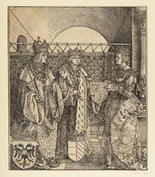 Triumfální oblouk císaře Maxmiliána I. (fragment 24b): Historická scéna vpravo nahoře
