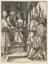 Pilát si myje ruce, z The Small Passion, ca. 1509.