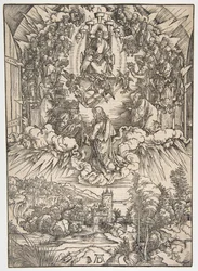 Svatý Jan před Bohem a staršími, z The Apocalypse.n.d.