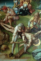 Polyptych Sedmibolestný Kristus přibitý na kříž, 1495-1496.