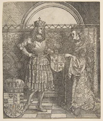 Zasnoubení Marie Burgundské z Vítězného oblouku císaře Maxmiliána I., 1515.
