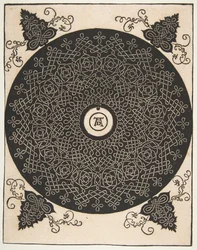 Čtvrtý uzel. Prokládaný rondel s kulatým medailonem ve středu, po roce 1528.