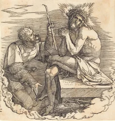 Muž smutku zesměšněný vojákem, pravděpodobně 1511.