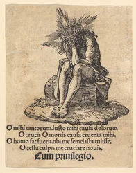 Sedící Muž bolesti, titulní strana Malé vášně, ca. 1511.
