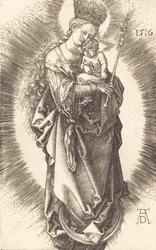 Panna a dítě na půlměsíci s žezlem a hvězdnou korunou, 1516.
