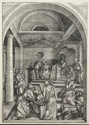 Christ Disputing with Doctors, c. 1503-1504 (dřevořez)
