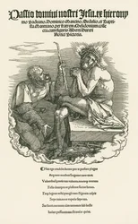 Bolestný muž zesměšňovaný vojákem, asi 1511 (dřevoryt)