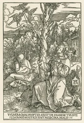 Svatý František přijímá stigmata, asi 1503-04 (dřevoryt)