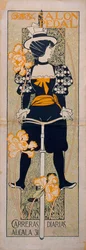 ""Salon Pedal"" Reklama na cyklistickou stezku v Malaze (Španělsko) - Litografie Alexandre de Riquer i Ynglada (1856-1920)