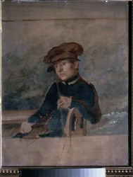 Autoportrét. Dílo Alexandra Alexandrejeviče Ivanova (1806-1858), olej na papíře