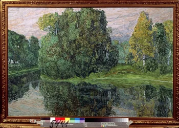 Ostrov (ostrov). Malba Alexandra Jakoleviče Golovina (Alexander Golovin) (1863-1930), kvaš a pastel na kartonu, ruské umění, konec 19.-začátek 20. století. State United Art Museum, Kostroma (Rusko).