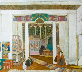 Scénografie ke hře Bouře od Alexandra Ostrovského, 1916.