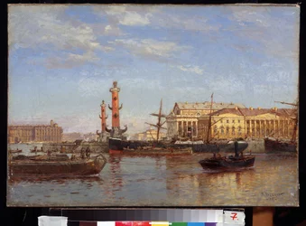 Pohled na Petrohrad z Něvy. (Pohled na Petrohrad z Něvy). Obraz Alexandra Karloviče Beggrova (1841-1914). Olej na plátně, 46 x 65 cm