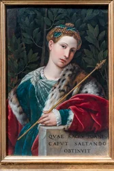 Portrét gentlewoman jako Salome, kolem 1537 (olej na panelu)