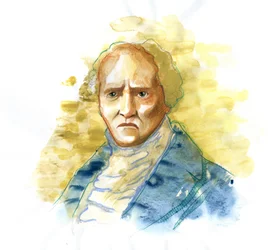 FOURIER, Karel (1772-1837). Anglický filozof a ekonom - - ilustrace Alessandro Lonati Â